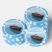水に浮かぶ木製ボート ポーカーチップ (積み重ね)