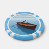 水に浮かぶ木製ボート ポーカーチップ (シングル)