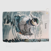 水に浮かぶ美しい黄褐色 ゴルフタオル (横)