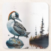 水に浮かぶ美しい黄褐色 スクエアペーパーコースター (正面)