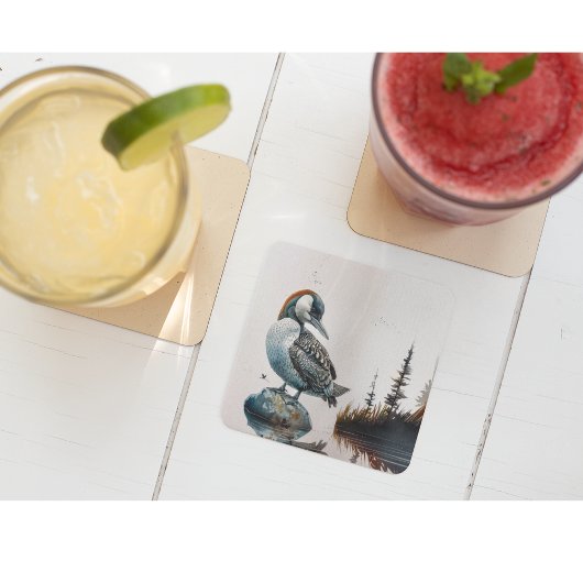 水に浮かぶ美しい黄褐色 スクエアペーパーコースター