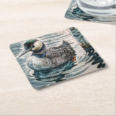 水に浮かぶ美しい黄褐色 スクエアペーパーコースター (アングル)