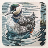 水に浮かぶ美しい黄褐色 スクエアペーパーコースター (正面)