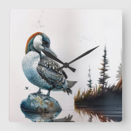 水に浮かぶ美しい黄褐色 スクエア壁時計