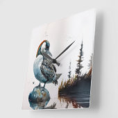 水に浮かぶ美しい黄褐色 スクエア壁時計 (傾斜)