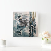 水に浮かぶ美しい黄褐色 スクエア壁時計 (ホーム)