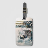 水に浮かぶ美しい黄褐色 ラゲッジタグ (正面縦)