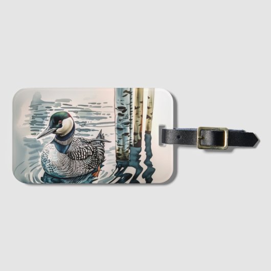 水に浮かぶ美しい黄褐色 ラゲッジタグ (正面横)