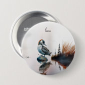 水に浮かぶ美しい黄褐色 缶バッジ (正面&裏面)