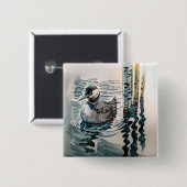 水に浮かぶ美しい黄褐色 缶バッジ (正面&裏面)