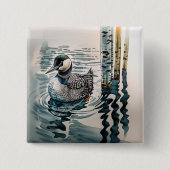 水に浮かぶ美しい黄褐色 缶バッジ (正面)