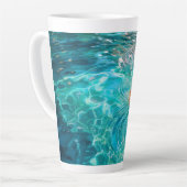 水に浮かぶ花 カフェラテマグ (左アングル)