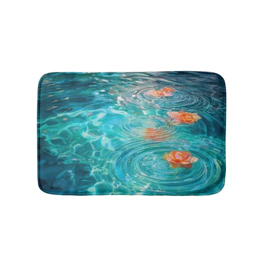 水に浮かぶ花 バスマット (正面)