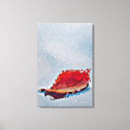 水に浮かぶ赤い紅葉 キャンバスプリント