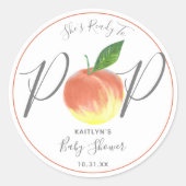 水に準備ポップ・アートのピーチ赤ちゃんシャワー ラウンドシール (正面)