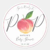 水に準備ポップ・アートのピーチ赤ちゃんシャワー ラウンドシール (正面)