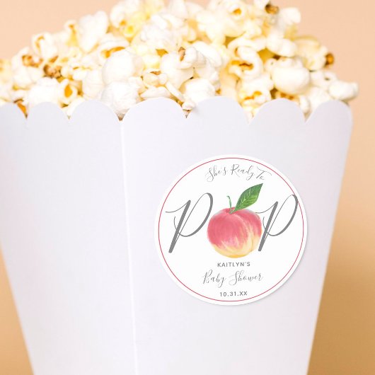 水に準備ポップ・アートのピーチ赤ちゃんシャワー ラウンドシール