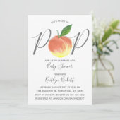 水に準備ポップ・アートのピーチ赤ちゃんシャワー 招待状 (スタンド正面)