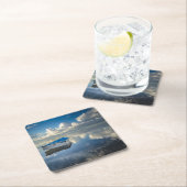 水に漕艇 スクエアペーパーコースター (インサイチュ)