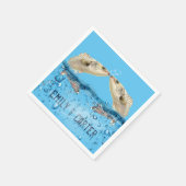 水に結婚入った魚にハートの泡を付ける スタンダードカクテルナプキン (角)