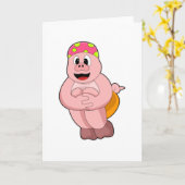 水に飛び込む豚 カード (黄色い花)