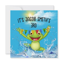 水に飛び込む3歳の誕生日カエル