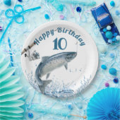 水に魚 10歳の誕生日パーティー用紙皿 ペーパープレート (パーティー)