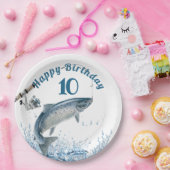 水に魚 10歳の誕生日パーティー用紙皿 ペーパープレート (パーティー)