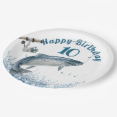 水に魚 10歳の誕生日パーティー用紙皿 ペーパープレート (アングル)