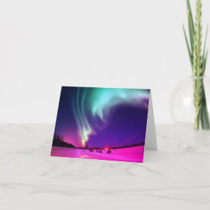 水のあなたのピンクにグラデーションなNorthern Lightsの考えること カード