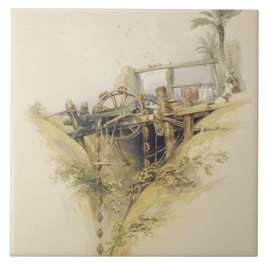 水のからの上昇で使用されるペルシャの水車 タイル (正面)