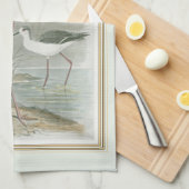 水のそばの黒い首のスチル キッチンタオル (四つ折り)