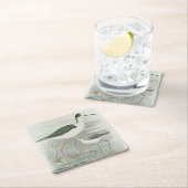 水のそばの黒い首のスチル スクエアペーパーコースター (インサイチュ)