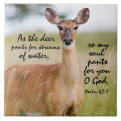 水のための鹿のパンツとしてバイブル聖句詩篇42:1 タイル (正面)