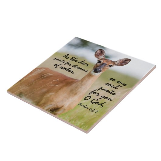 水のための鹿のパンツとしてバイブル聖句詩篇42:1 タイル (側面)