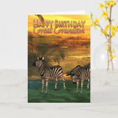 水のひ孫のバースデー・カードのシマウマ カード (黄色い花)