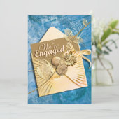 水のアイボリーの婚約のビーチのテーマ 招待状 (スタンド正面)