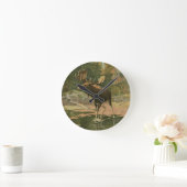 水のアメリカヘラジカの歩く ラウンド壁時計 (ホーム)