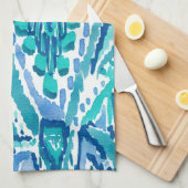 水のイカットのフリンジの種族の水彩画 キッチンタオル (四つ折り)