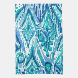 水のイカットのフリンジの種族の水彩画 キッチンタオル