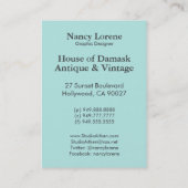 水のイブのバルコニー、アールデコのIronworkおよびティール（緑がかった色） 名刺 (裏面)