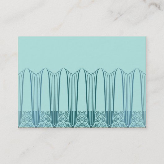 水のイブのバルコニー、アールデコのIronworkおよびティール（緑がかった色） 名刺 (正面)