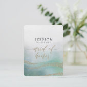 水のエレガント色が私のメイド・オブ・オーナー(花嫁付き添い人) 招待状 (スタンド正面)