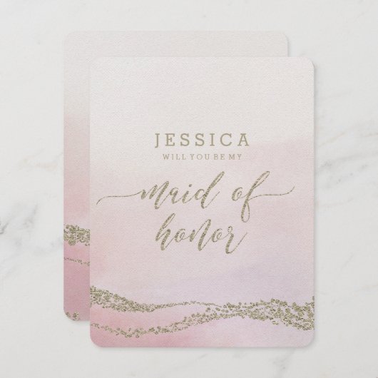 水のエレガント色が私のメイド・オブ・オーナー（花嫁付き添い人） 招待状 (正面/裏面)