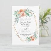 水のエレガント色の招待、rsvpと披露宴 招待状 (スタンド正面)