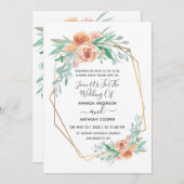 水のエレガント色の招待、rsvpと披露宴 招待状 (正面/裏面)