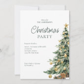 水のエレガント色ツリーQRコードクリスマスパーティー シーズンカード (正面)