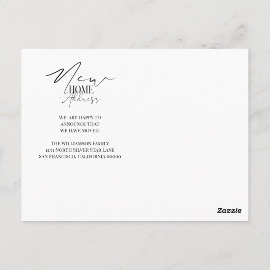 水のエレガント色新しい自宅の新しい住所 ポストカード (裏面)