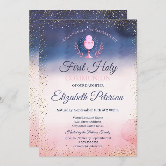 水のカッコいい色のスプラッシュ絵を描ファーストホリ聖域 招待状 (正面/裏面)