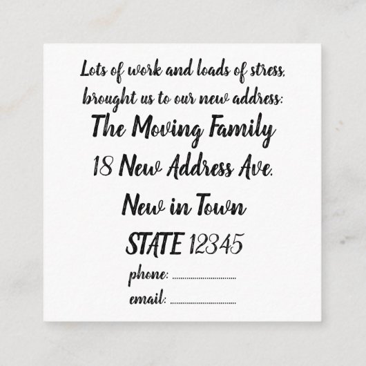 水のカラフルカラーハウス新しいアドレスカード エンクロージャーカード (裏面)